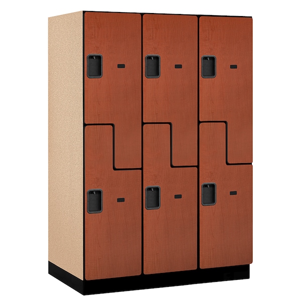 2 Tier 'S' Designer Locker, 54"Wx76"Hx24"D, 6 Door, Cherry